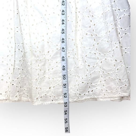 CK Bradley Eyelet Ruffle Mock‎ Neck Sleeveless Tiered Maxi Dress White S - Picture 6 of 11